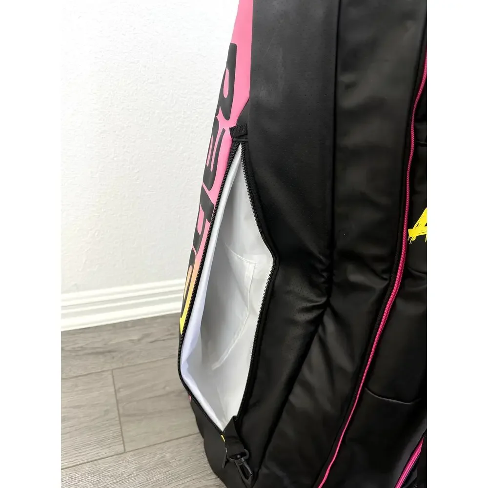 Babolat Pure Aero Rafa 6 Pack Tennis Racquet Bag Navy Pink Yellow